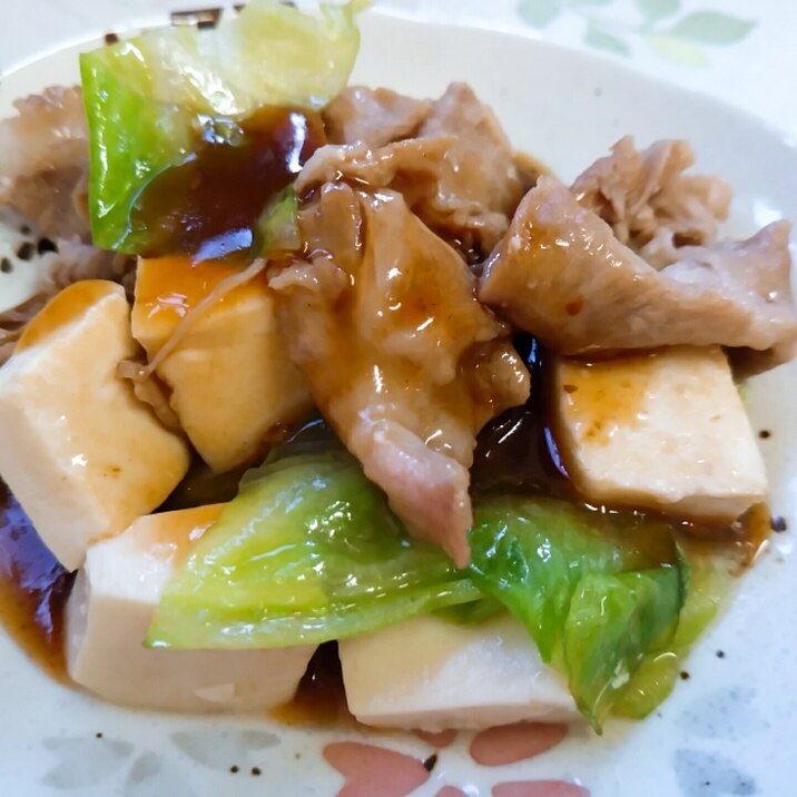 豚肉レタス豆腐の焼き肉のタレ炒め
